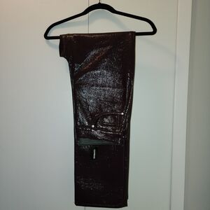 NWT EXPRESS WINE/BURGUNDY FAUX PATENT LEATHER PANTS SIZE 8 REGULAR LENGTH